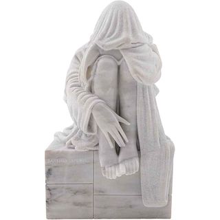 SANTIAGO CARBONELL, Figura que se esconde tras el advenimiento de su propia luz, Firmada, Escultura en mármol, 33x19x10 cm, Certificado
