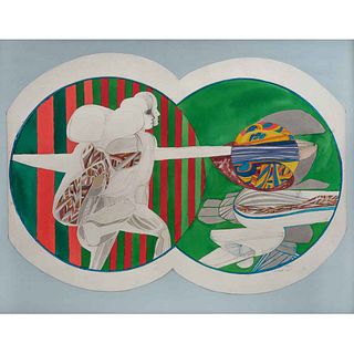 ARNOLD BELKIN, Al futuro, Firmada y fechada México 1968, Mixta sobre papel, 56.5 x 69 cm