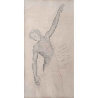 ÁNGEL ZÁRRAGA, Desnudo masculino, estudio para la Vie de Saint Jacques., Firmado y fechado 1934, Lápiz de grafito sobre papel,50 x 45cm