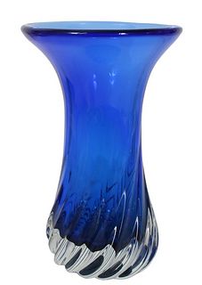 Large Blue Crystal Vase