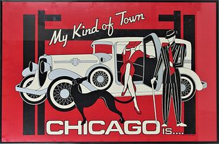 Vintage 1980's Art Deco Style Chicago Poster