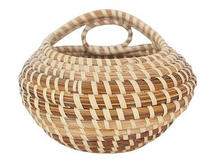 Sweetgrass Cross Handle Basket, Signed