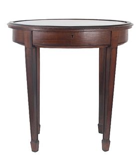 Antique Wooden Oval-Shaped Vitrine Table