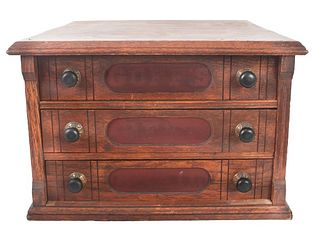 Antique Wood Three Drawer Spool Cabinet