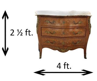 French Marble Top Bombe Commode