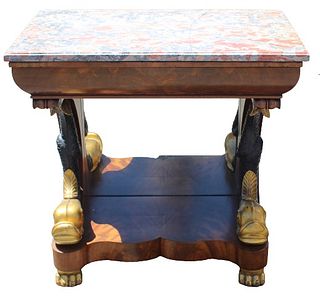 Important American Marble Top Pier Table w Dolphin