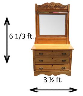 Oak Dresser & Vanity Mirror