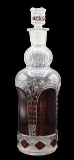 Bohemian Ruby Red Glass Decanter & Stopper
