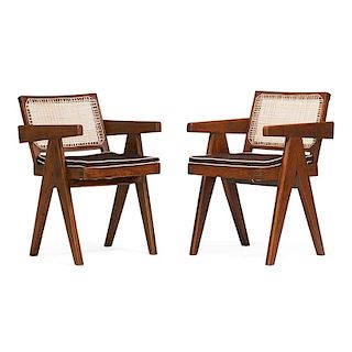 PIERRE JEANNERET Pair of V-Leg armchairs