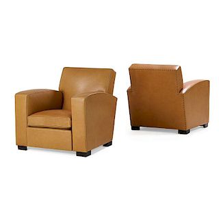 JACQUES ADNET (Attr.) Pair of club chairs