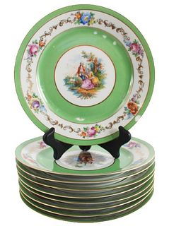 Set of (9) German Dresden Porcelain Plates