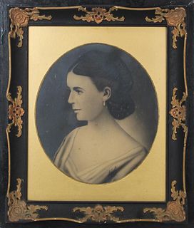 B & W Antique Portrait of a Lady, Framed