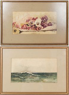 Pair of Antique Signed Watercolors, L Thompson