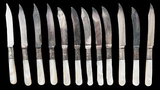 (12) Sterling Silver & MOP Knives
