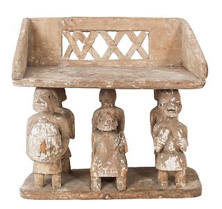 African Carved Makonde 6-Figured Seat