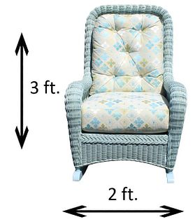 American Blue Wicker Rocking Chair w Cushions
