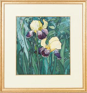 Jane Peterson (1876-1965) American, Irises W/C