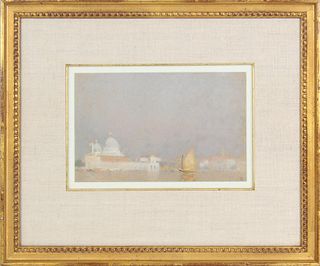 L.19th / Early 20th C. Pastel of Venice Harbor