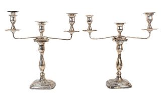 Pair 19th C English Sterling Silver Candelabra