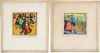 Pair Herbert Gurschner (1901 - 1975) Woodcuts