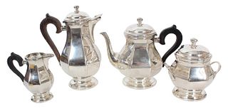(4) Piece French 19th Century Silver Tea Service