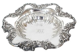 Repousse Monogrammed Sterling Silver Bowl, 17 OZT
