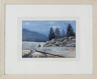 Signed Chadwick Watercolor, Mountain Landscape