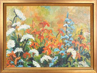 Contemporary Heavy Impasto Floral Oil / Canvas
