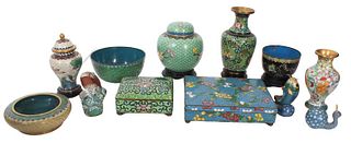 (12) Chinese Cloisonne Containers / Objects