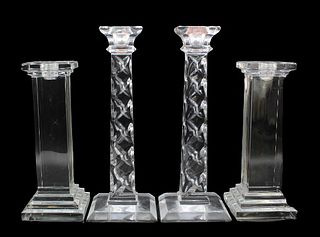 Two Pairs of Glass Candlesticks