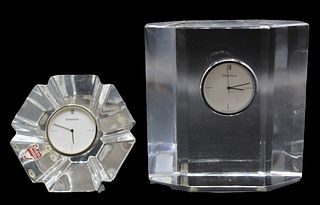 Pair of Orrefors Table Clocks