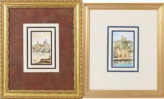 Pair of Signed Watercolors, Views of Malta