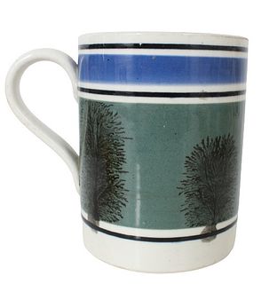Antique Blue & Green Dendritic Mochaware Mug