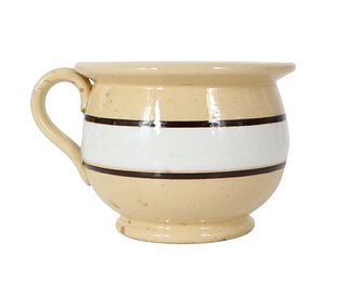 Vintage Cream-Colored, Brown & White Mochaware Cup