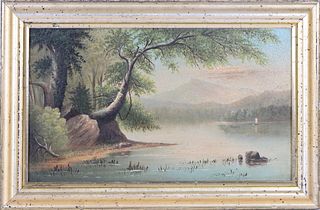 Early American River Landscape, Oil on Board