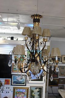 Contemporary 20th C. Gilt Crystal Chandelier