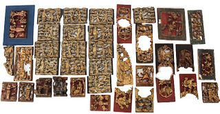 (39) Chinese Wood Carved Panels, Gilded