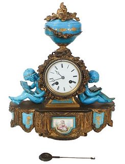 Antique French Porcelain Mantel Clock