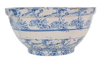 Antique Blue & White Spongeware Bowl