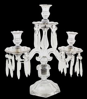 Pair of Crystal 3-Light Candelabras with Prisms