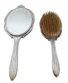 (2) International Sterling Silver Mirror & Brush