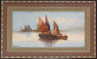 C. Stevens (19th C.) Venetian Lagoon, Oil/Canvas