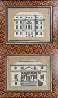 (2) Architectural Illustrations, Pen & Ink