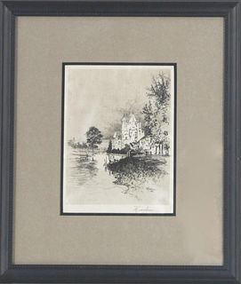 Joseph Pennell (1857 - 1926) NY, Etching on Silk