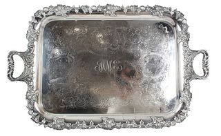 Engraved Gorham Silver Plate Footed Butler's Tray