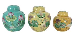 (3) 20th C. Colorful Chinese Ginger Jars
