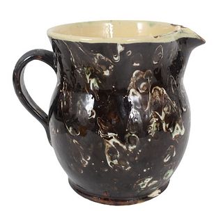 19th C. French Jaspe Pottery Pitcher