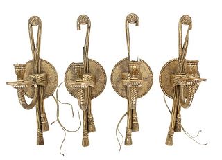 (4) Brass Rope & Tassel Single Sconces, As is