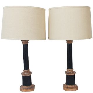 Pair of Vintage Column Lamps