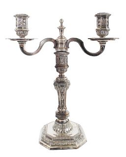 Christofle Silver Plate Two-Light Candlestick